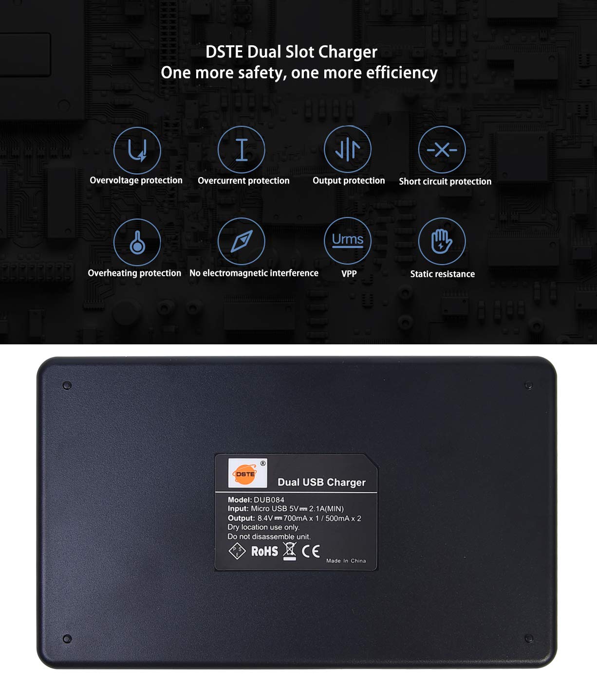 DSTE LP-E17 Battery Charger Compatible with Canon LP-E17 Battery and EOS Rebel T7i, T6i, T6s, SL3, SL2, 77D, 9000D, 8000D, 800D, 760D, 750D, 200D, M6