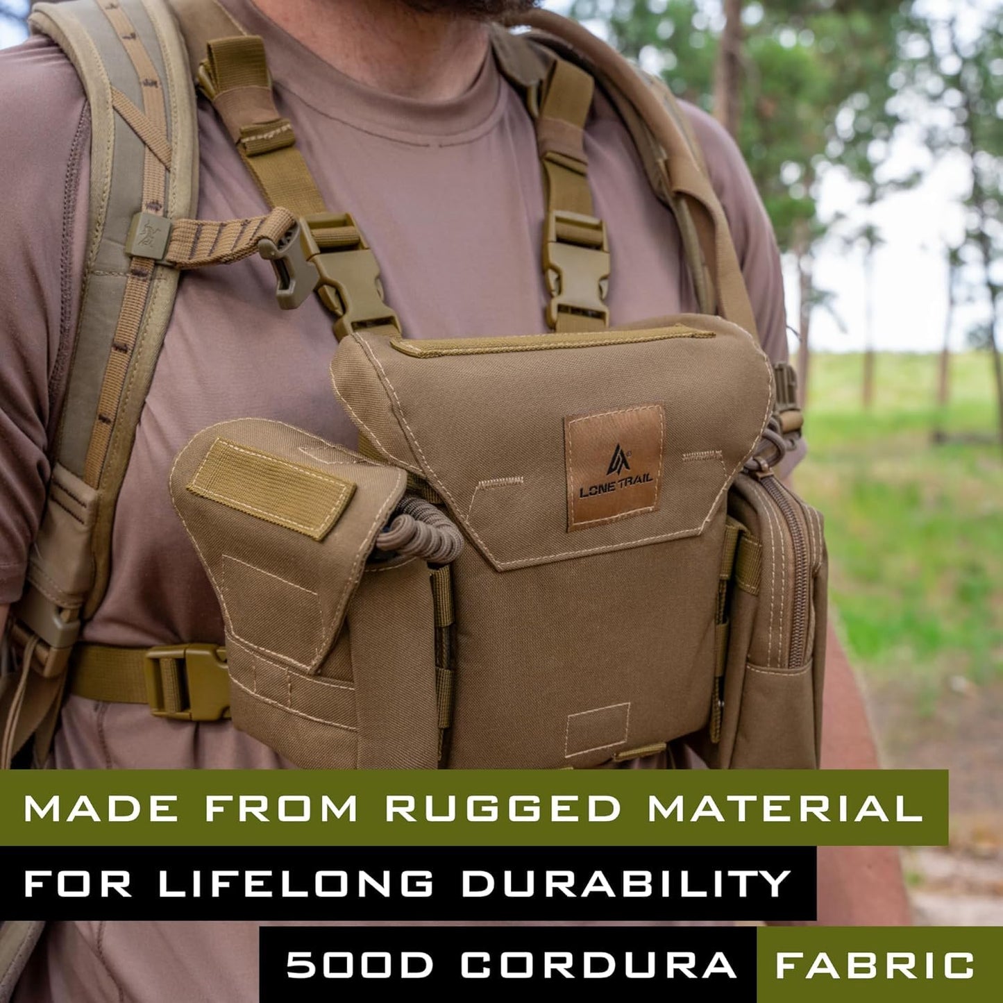 Waterproof Binocular Harness Chest Pack - Lightweight Bino Harness With Rangefinder Pouch, Binocular Case Chest Harness with Silent Magnetic Closure