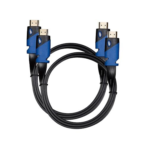 FLAT HDMI Cable - 3 FT (2-Pack) High Speed HDMI Cable (4.5m) Flat Wire - CL3 Rated, Supports, 4K, Full HD, 3D, 2160p, 1080p, Ethernet and Audio Return