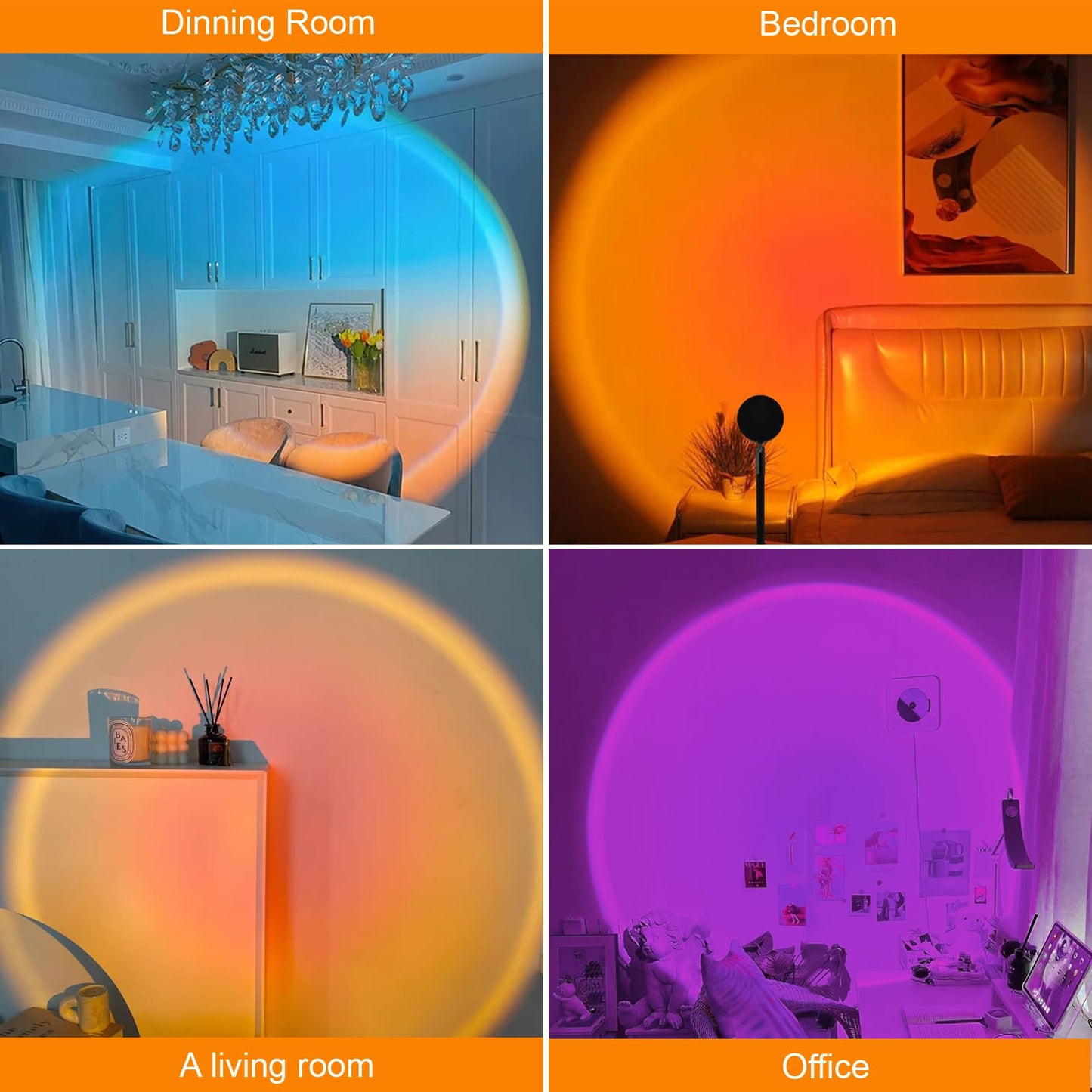 Sunset Lamp Projector, Rainbow Projection Led Lights with Remote, 16 Colors Multicolor Changing LED Night Light, Sunlight Light for Photography Selfie