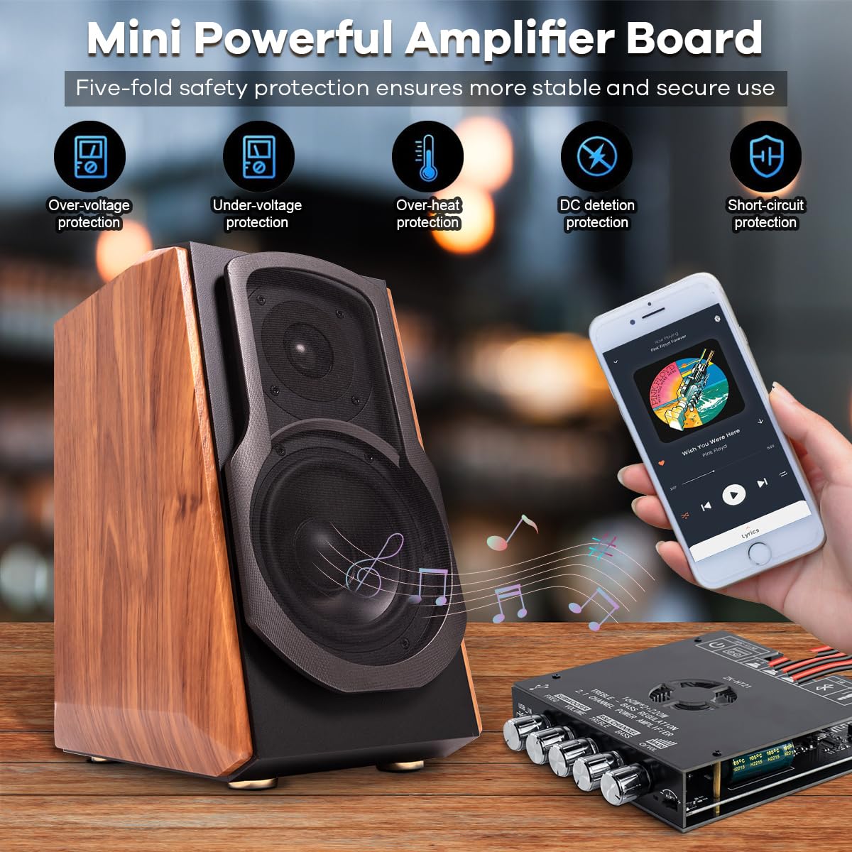 ZK-HT21 TDA7498E Bluetooth Amplifier Board 160W×2+220W Subwoofer 2.1 Channel Audio Receiver Power Amplifier Module with Treble and Bass Control