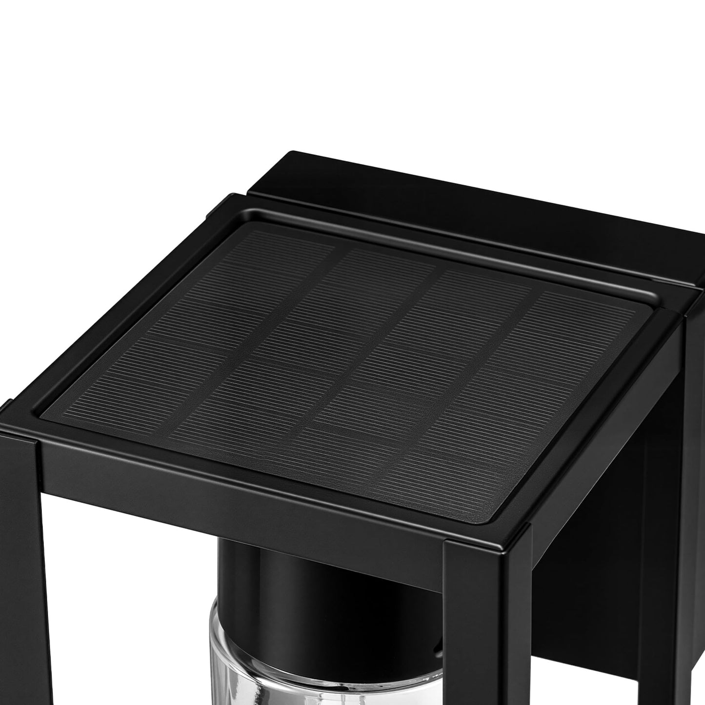 Globe Electric 60000167 1W LED Integrated Solar Powered Outdoor Wall Sconce, Matte Black, Integrated Solar Panel, Clear Glass Shade, 100 Lumens, 3000