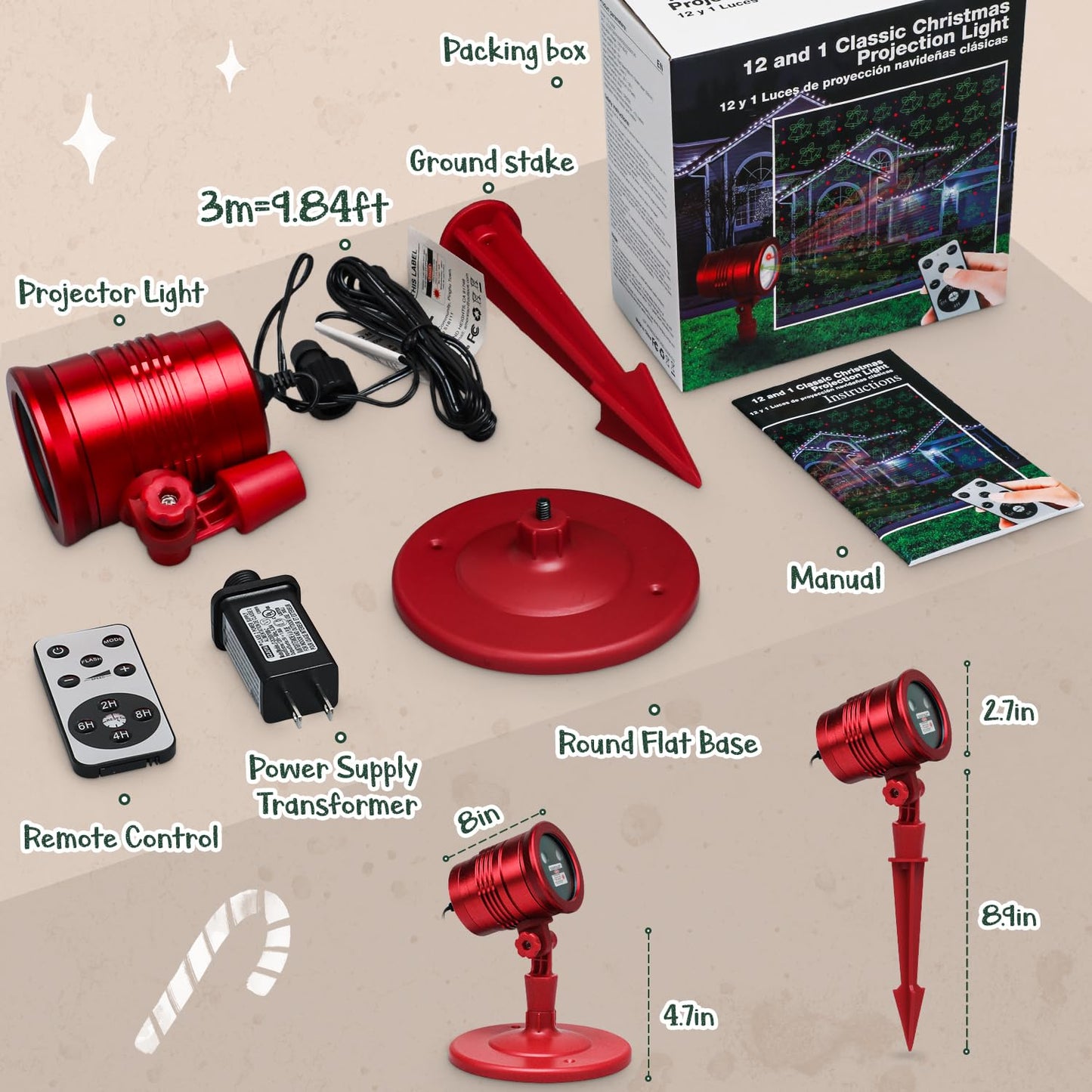 Limited Edition Christmas Projector Lights Outdoor, Special Edition Waterproof Christmas Laser Lights with Remote Control for Indoor Outdoor Garden