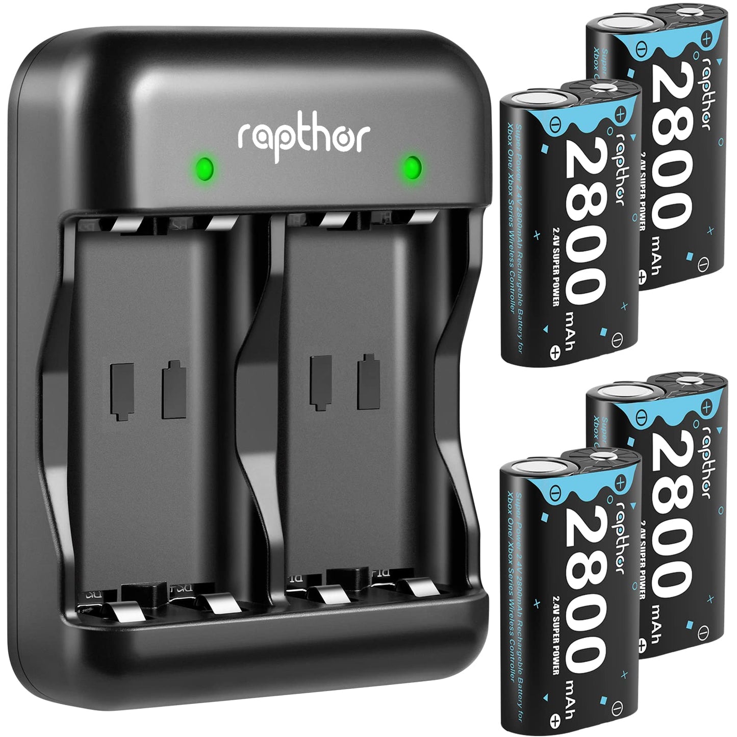 Rapthor 4X 2800mAh Rechargeable Battery Pack for Xbox One/Series Controller, High Power Battery Pack with Fast Charger for Xbox One/Xbox Series