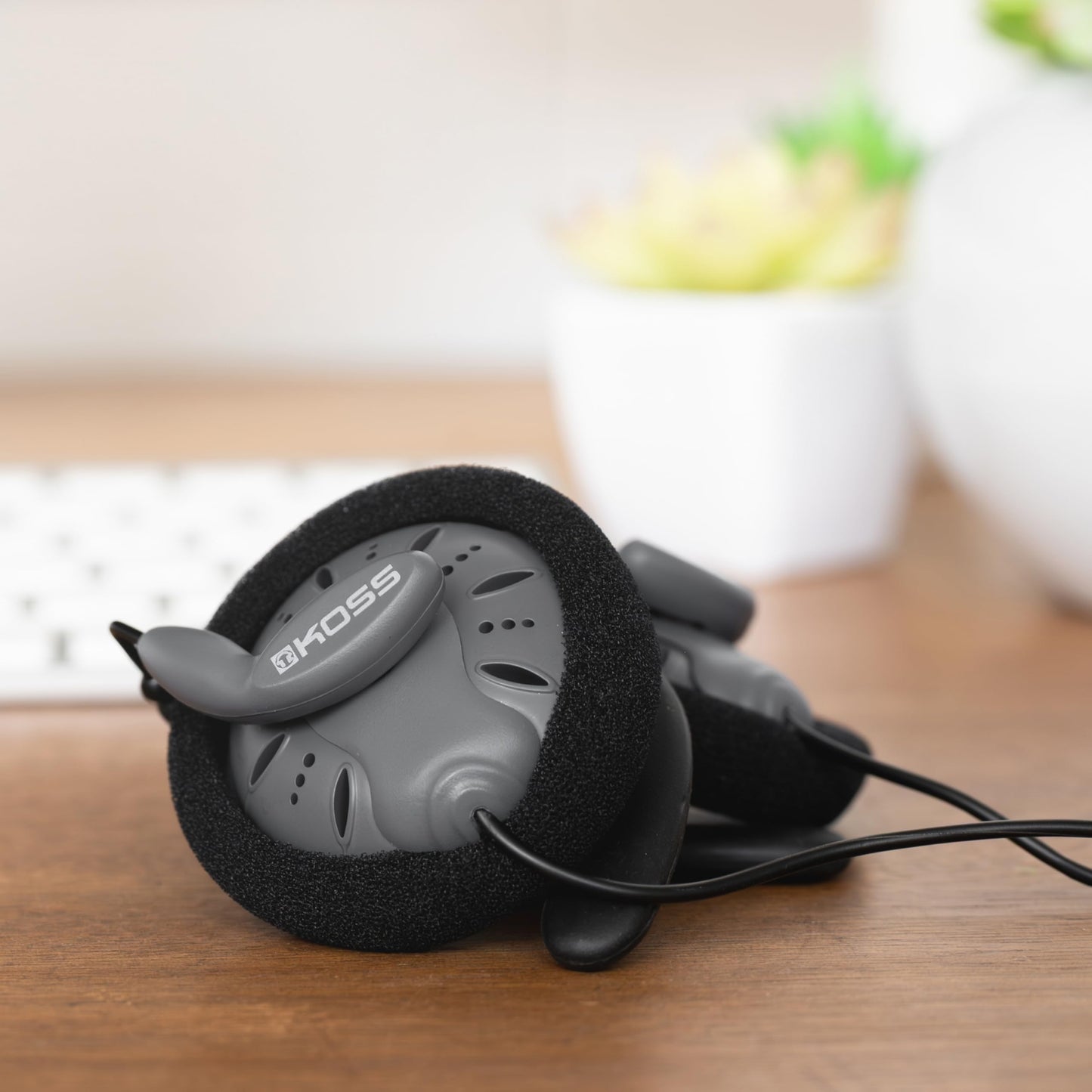 Koss KSC75 Portable On-Ear Clip Headphones, Retro Style, Ultra Lightweight, Grey