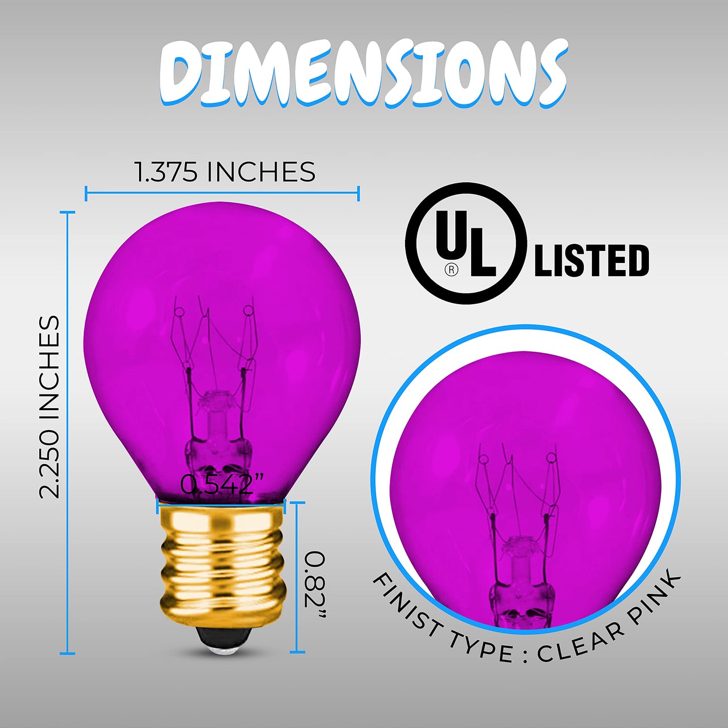 OHLECTRIC S11 Transparent Pink Ceramic Light Bulbs with E17 | 10W Dimmable Night Light Bulbs | Ideal for Amusement and Theatrical Lighting | 10-Pack