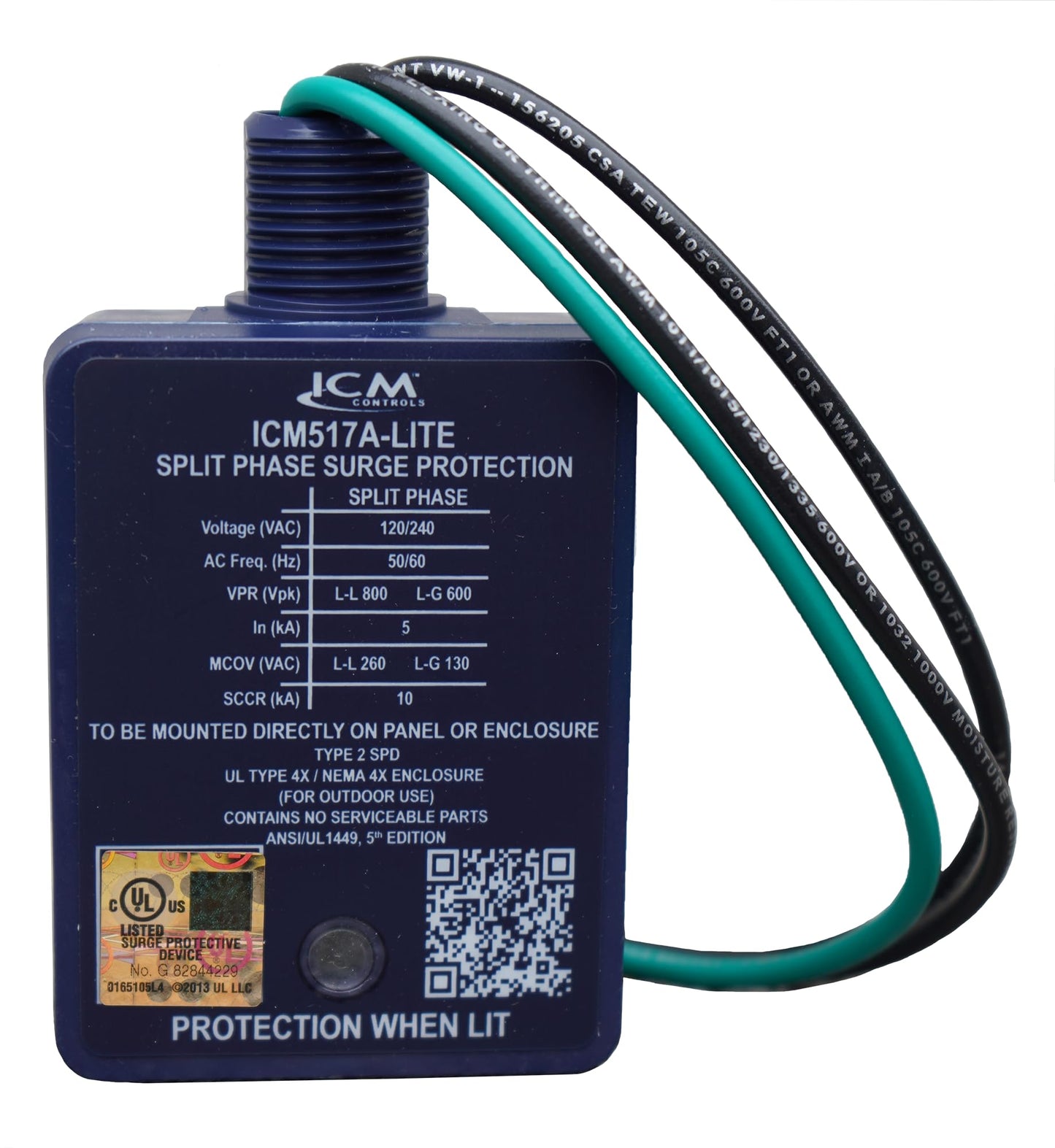ICM Controls ICM517A-Lite 120/240V HVAC Surge Protective Device - TPMOV Technology, 60kA Surge Rating, 612 Joules, NEMA 4X Enclosure, UL Listed
