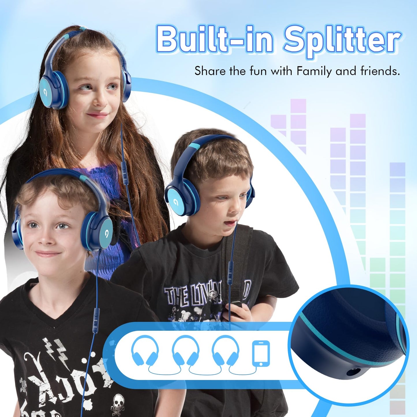 ADOOPE Kids Headphones with Safe 85dB/94dB Volume Limiter for Child/Teens, Foldable HD Stereo Sound Headset for Kindle Kids/fire Tablet/iPad/Laptop…