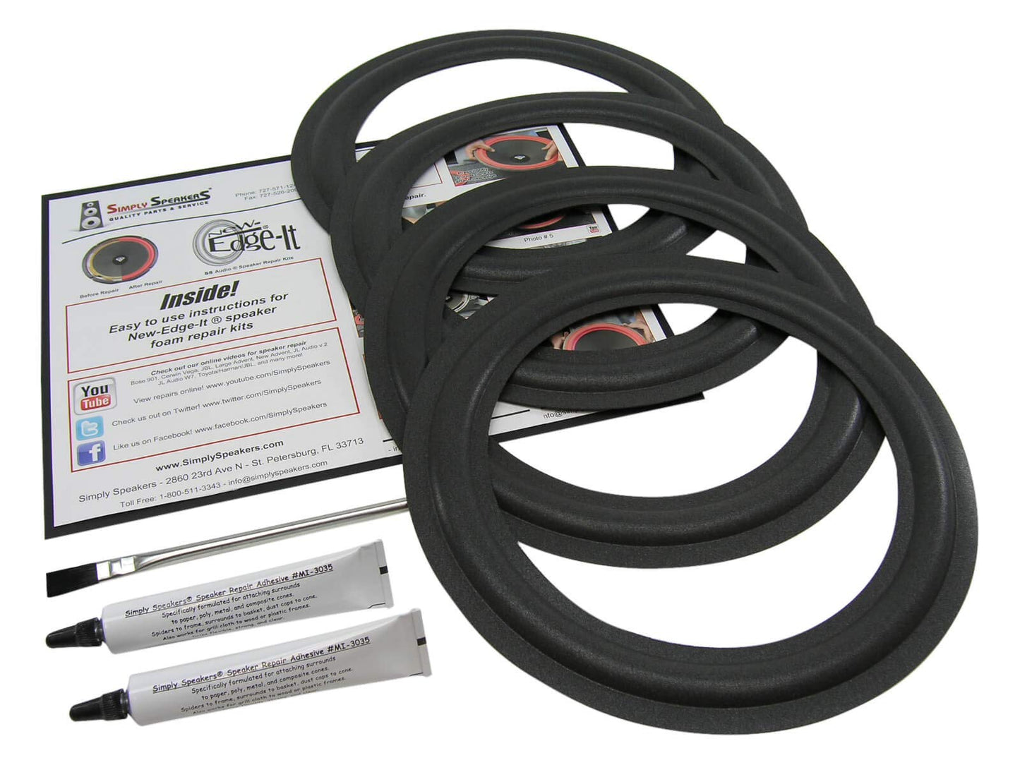 Infinity RS IIa, RSIIb, RS IIIA, RS IIIb, 10 Inch 4-Pack Speaker Foam Surround Repair Kit FSK-10i (4 Pack)