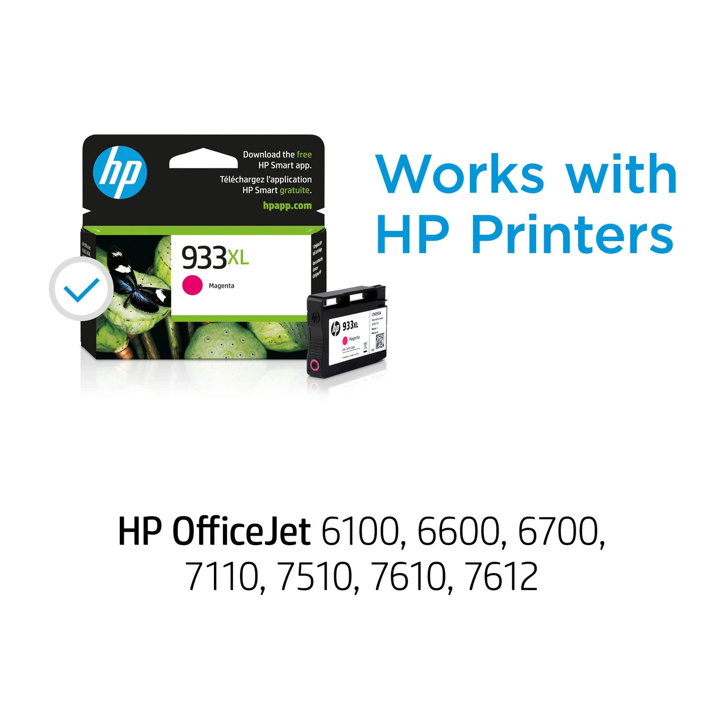 HP 933XL Magenta High-Yield Ink Cartridge | Works with OfficeJet 6100, 6600, 6700, 7110, 7510, 7610 | CN055AN