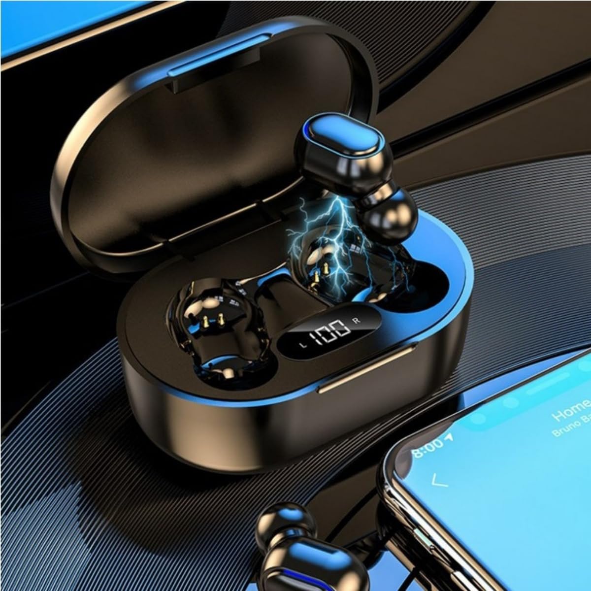 Wireless Earbuds, Bluetooth 5.3 Headphones HiFi Deep Bass with Mic ,120H Playtime LED Display ,IPX7 Waterproof Button Control True Wireless…