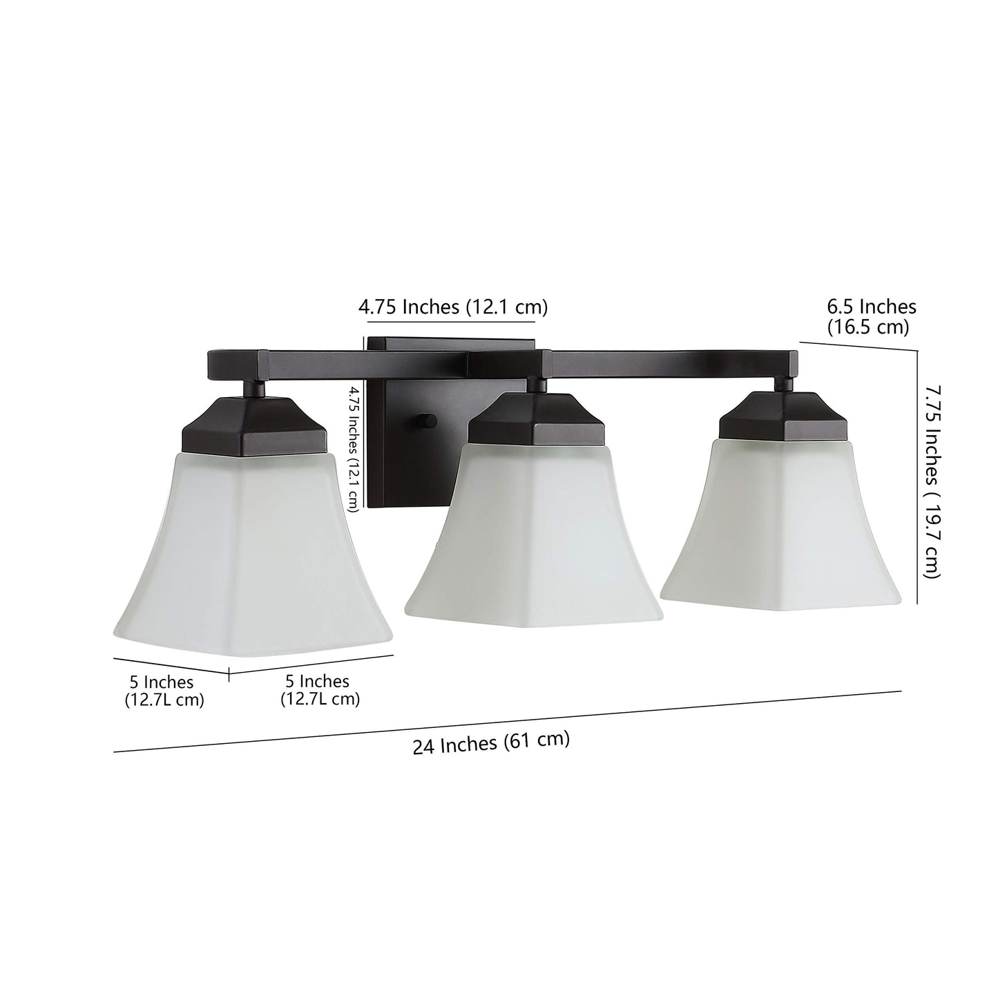 JONATHAN Y 24" Oil Rubbed Bronze Modern Cottage LED Vanity Light Wall Sconce, Farmhouse Wall Lamp for Bathroom Mirror Kitchen, White Glass Shade, LED