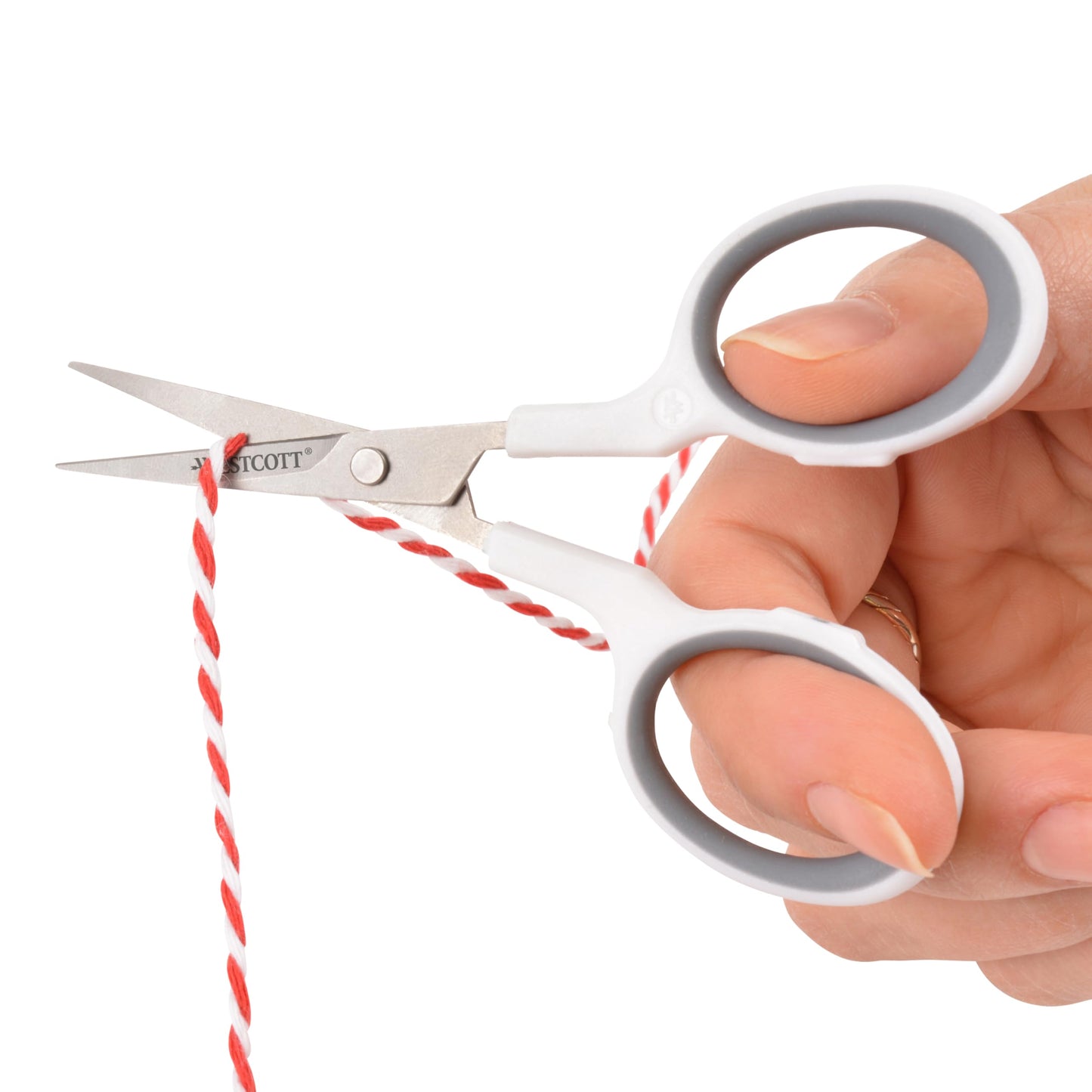 Westcott 4" Embroidery Scissors with Straight Titanium-Bonded Blades for Crafting, Sewing & More (White/Gray)