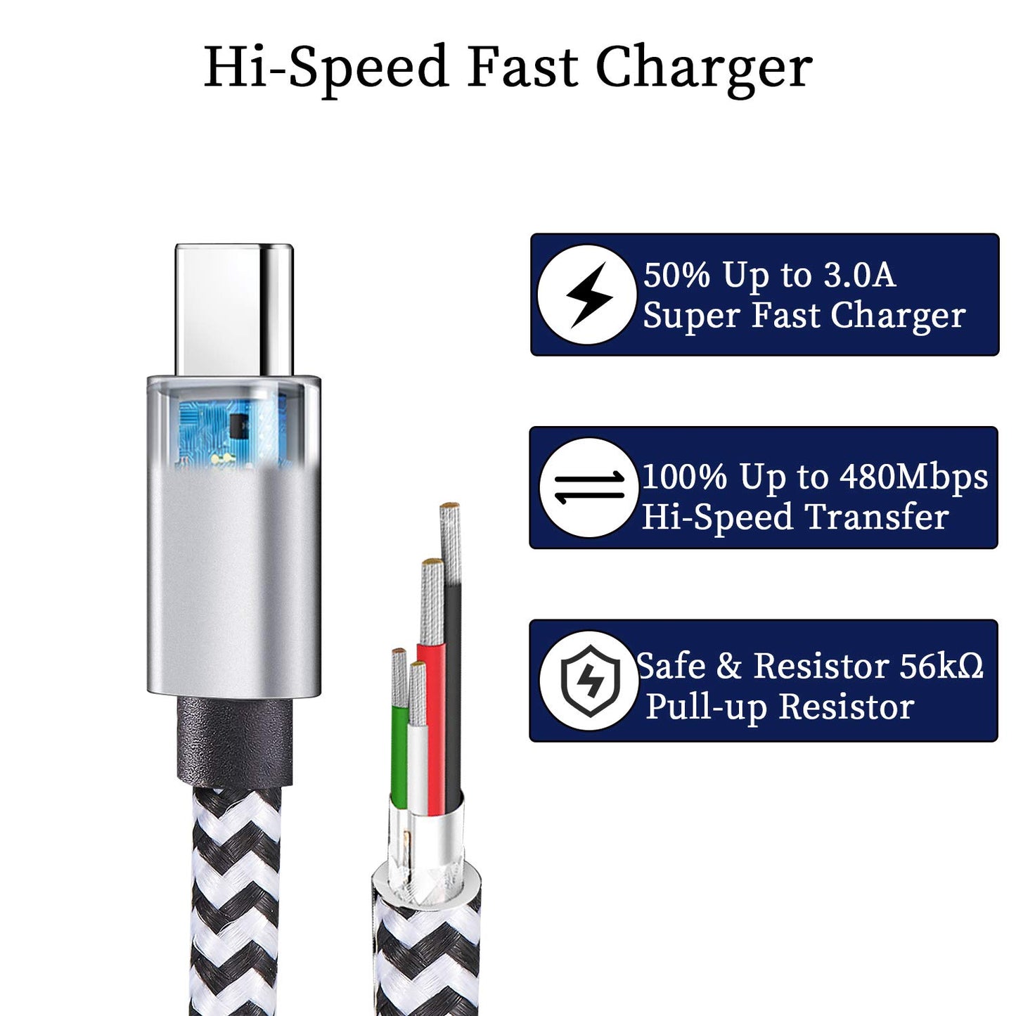 QQLIKE USB Type c Cable, 5 Pack (6FT) Nylon Braided USB C Cables 3A Fast Charging Charger for Samsung Galaxy S9/S8 Note8/9 20 10 S21 S20 S10 Plus C