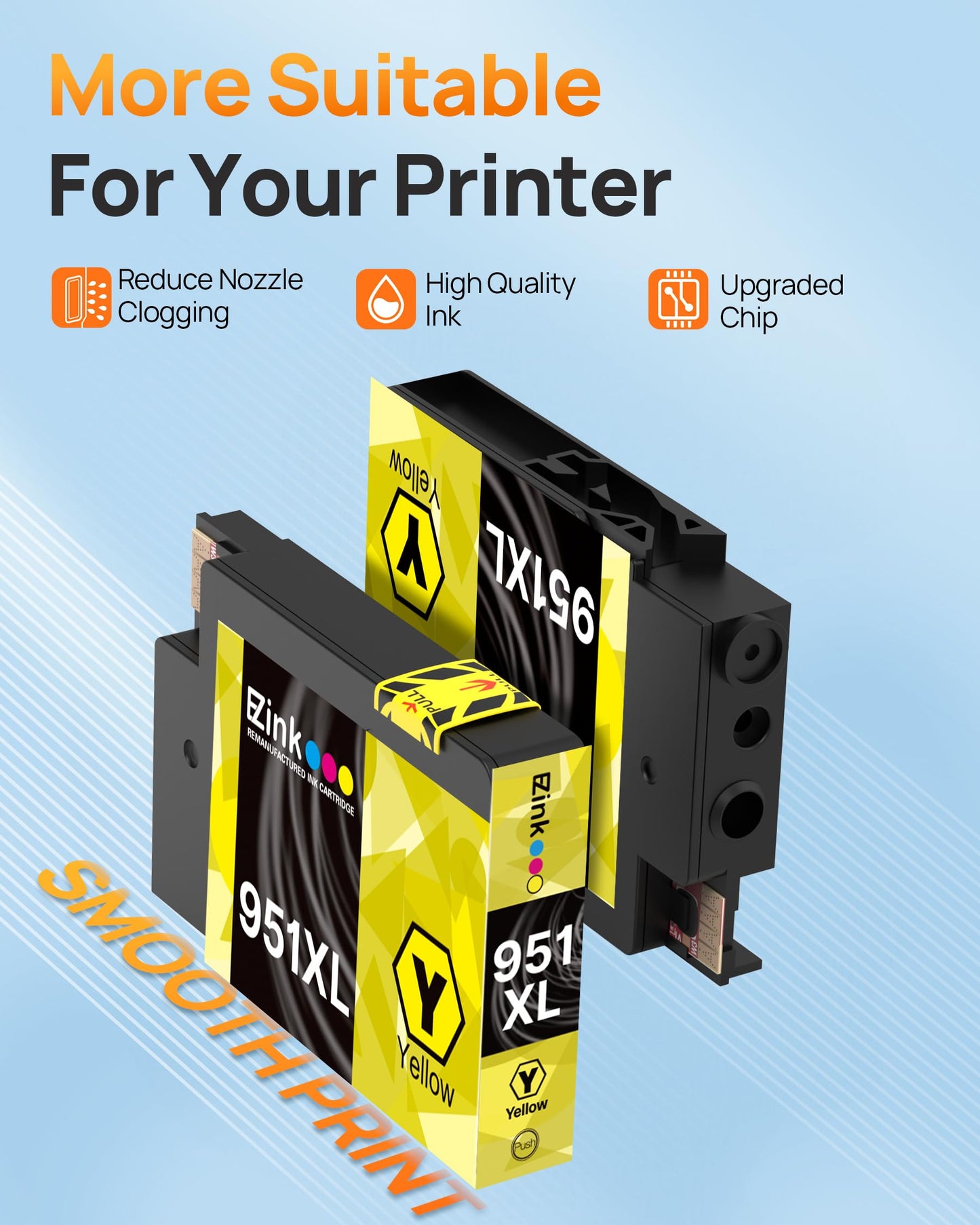 E-Z Ink Compatible Ink Cartridge Replacement for HP 951XL 951 XL to use with OfficeJet Pro 8100 8610 8600 8615 8620 8625 276dw 251dw Printer (Yellow