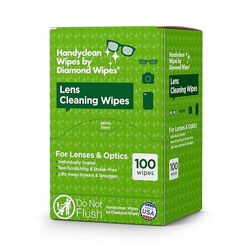 HandyClean Pre-Moistened Lens Cleaning Wipes, Eyeglass Wipes, Screen Wipes, 100 ct of 6 x 5 inches Individually Packed Lens Cleaner Wipes