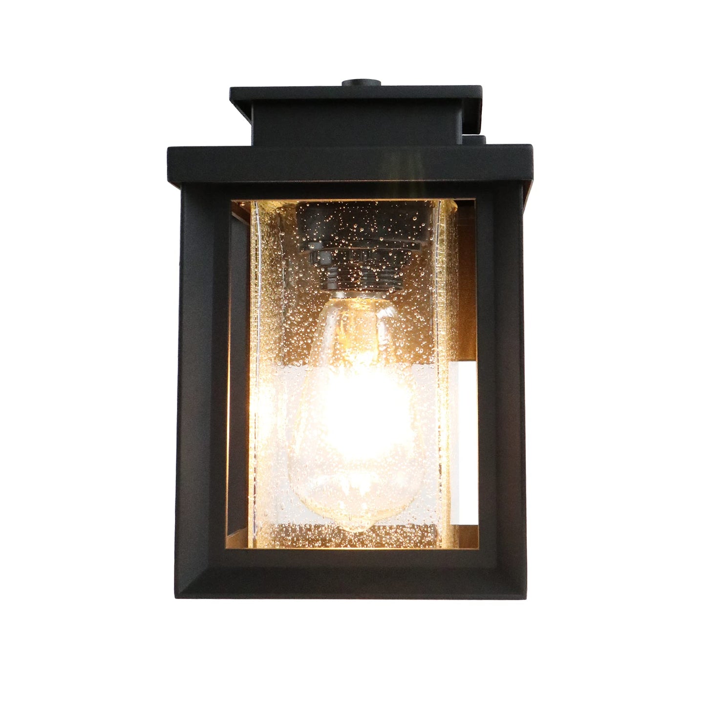 MONKFISH Modern Outdoor Wall Sconce Light - Waterproof Black Fixture with Bubble Glass Shade, Weather Resistant E26 Wall Light for Porch, Garden