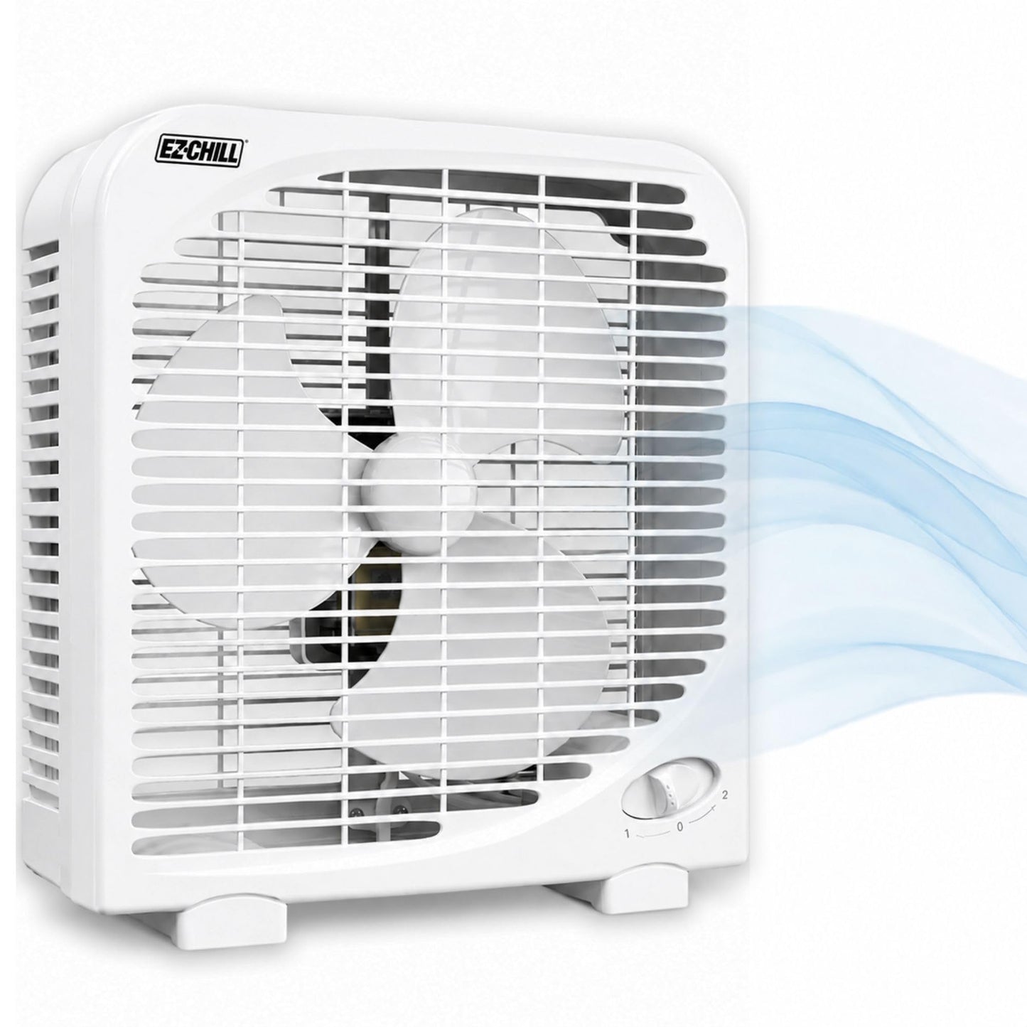 EZ-CHILL 9" Electric Portable 2-Speed, Quiet Box Fan, Ideal for Home, Bedroom, Dorm, & Office, BP-9B