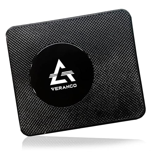 A VERANCO Car Dashboard Mat, 5.5x6.3 inches, PU Gel Material, Black, Universal Fit, Multifunction Anti-Slip Mat for Phone Holder, Radar Detector