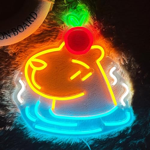Capybara Neon Sign Super Bright Acrylic Dimmable Cute Capybara Neon Light for Window Store Display Beer Bar Nightclub Grand Opening Gift