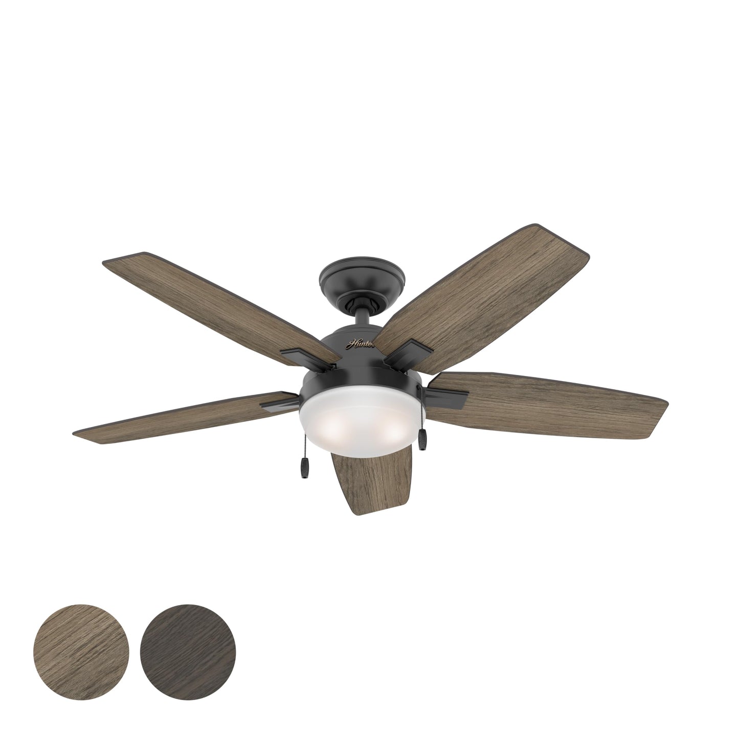 Hunter Fan 46 inch Contemporary Matte Black Indoor Ceiling Fan with Light Kit (Renewed)