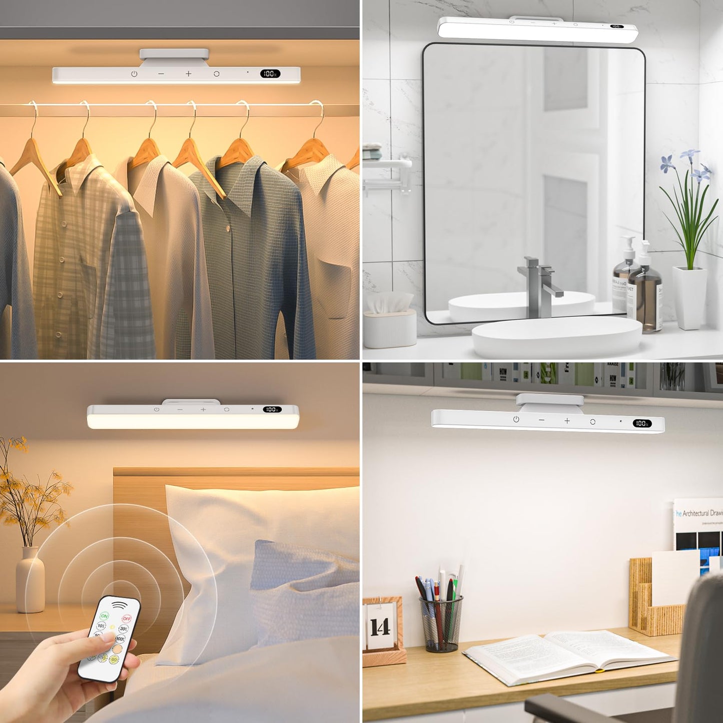 Ferswe 5W Mirror Lights with Remote Control,3 Color Adjustable Makeup Light with 120 LEDs,2500mAh Rechargeable Light Bar,Touch Light Wireless