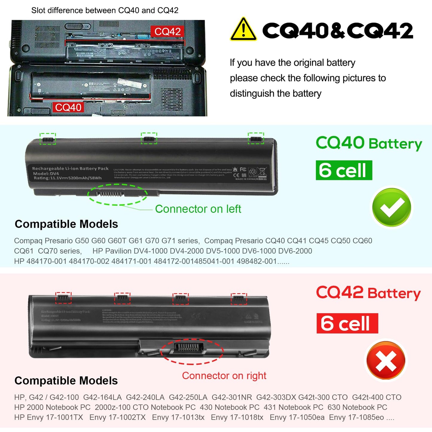 484170-001 497694-001 498482-001 484170-002 485041-001 Laptop Battery for HP Pavilion DV4-2040US DV5-1010 CQ40 CQ45 CQ50 CQ60 EV06 G50 G60 G70 G71