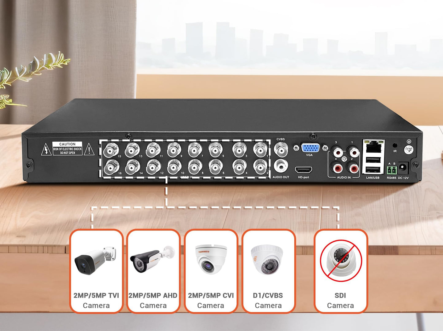 TIGERSECU Super HD 1080P H.264 16 Channel DVR Security Recorder with 4TB Hard Drive, Hybrid 6-in-1 CCTV DVR Recorder Compatible with 2MP and 5MP TVI