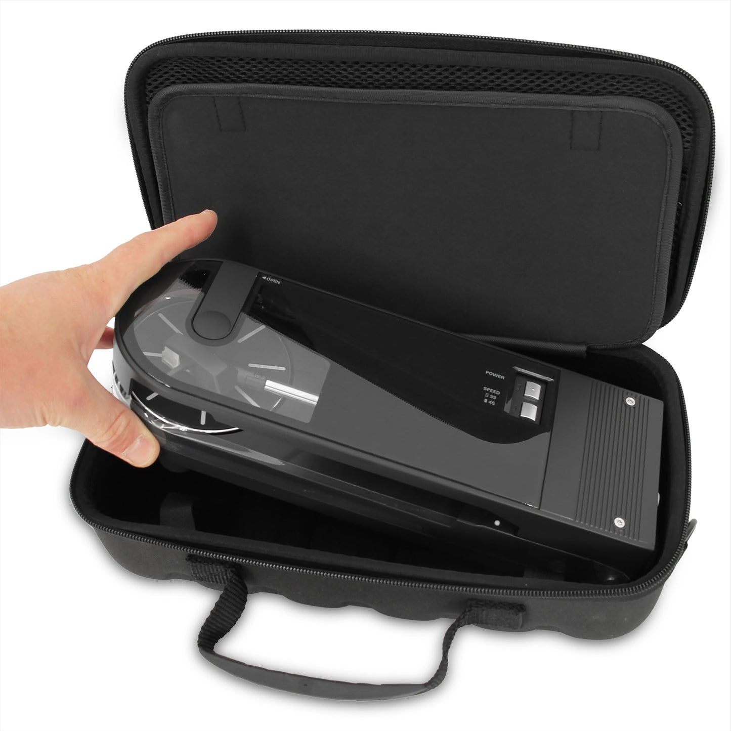 CASEMATIX Travel Case Compatible with Audio-technica AT-SB727 Portable Turntable Sound Burger Vinyl Record Player - Includes Carry Case Only