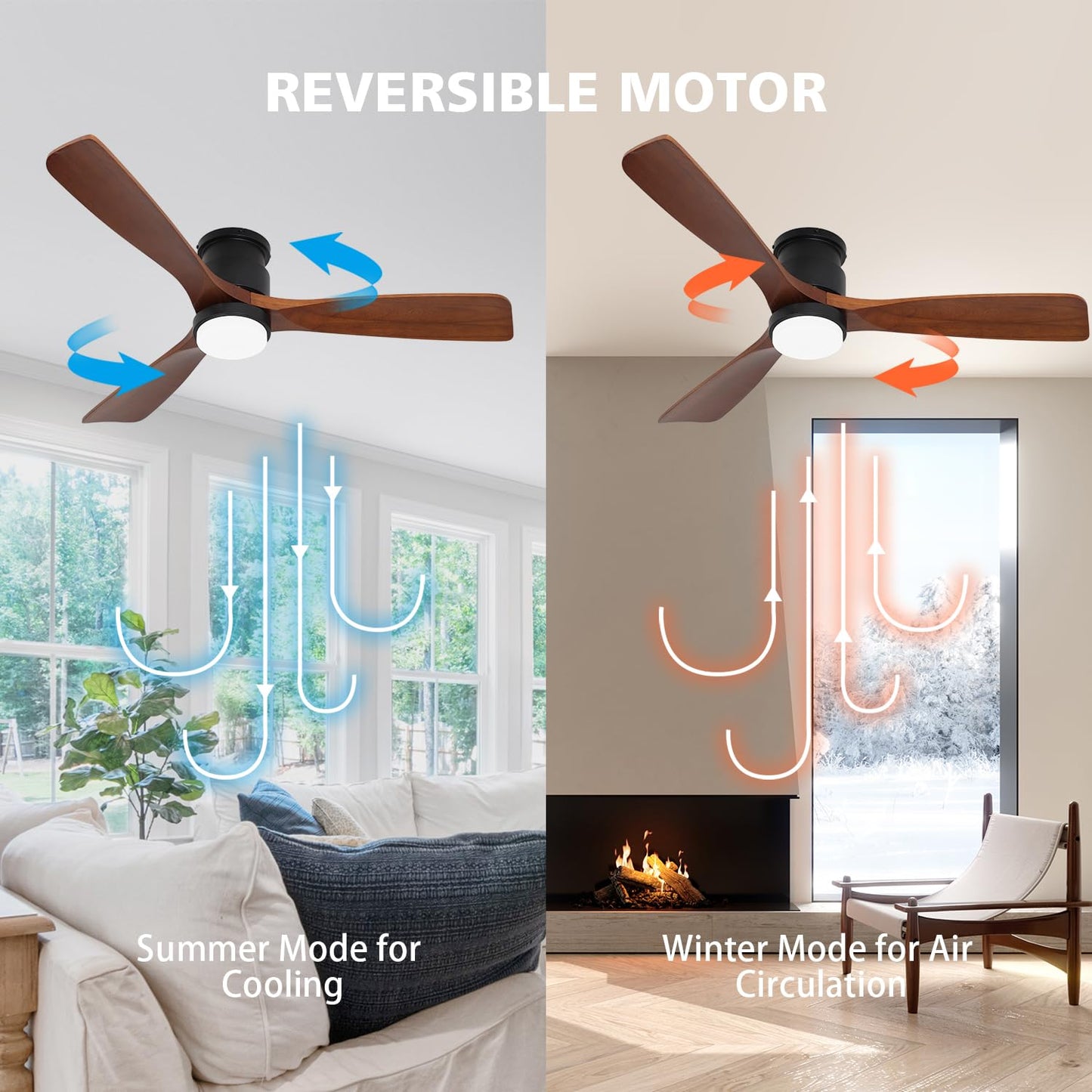 revoici 52" Dark Brown Ceiling Fan with Lights and Remote