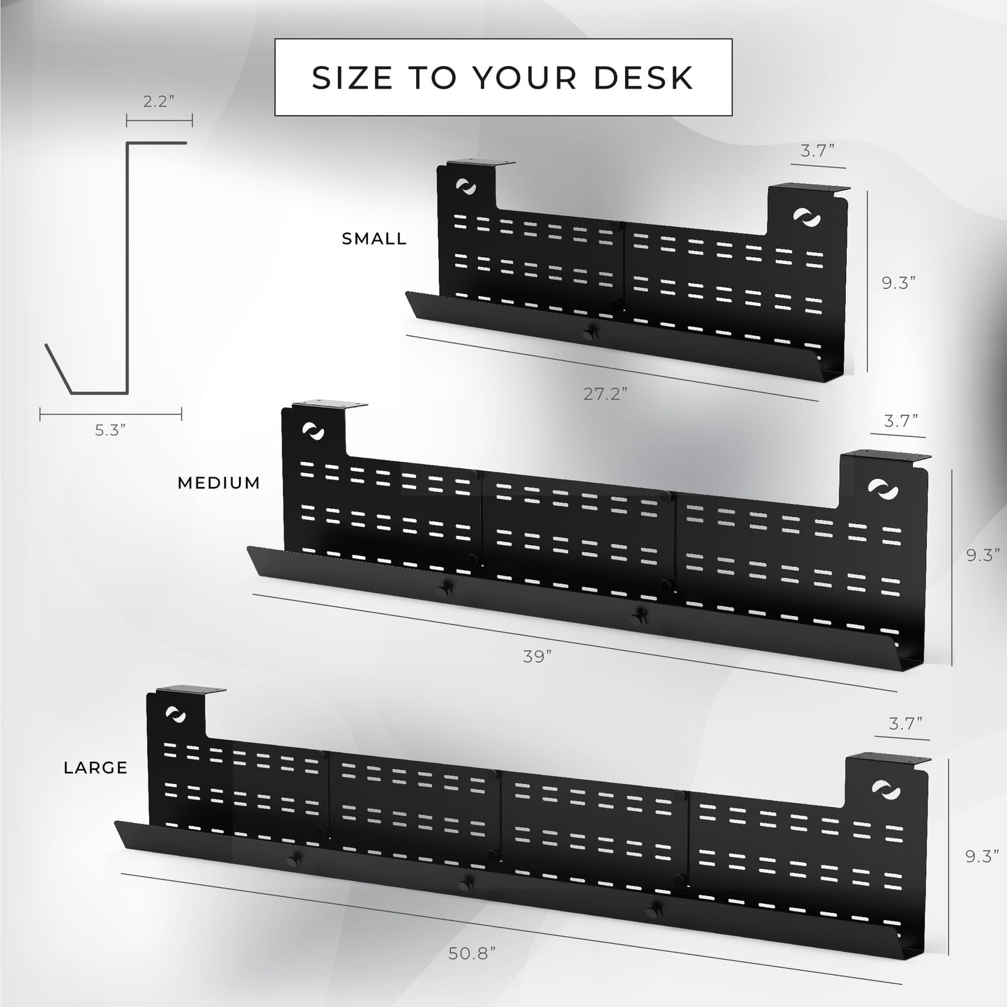 HumanCentric Under Desk Cable Management Tray and Computer Cord Raceway, Underdesk Cord Organizer, Standing Desk Cable and Wire Management, Heavy