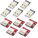 jujinglobal 10pcs USB 2.0 Type A Male and Female Breakout Board 4 pins 2.54mm Output (5pcs Male Port / 5pcs Female Port)