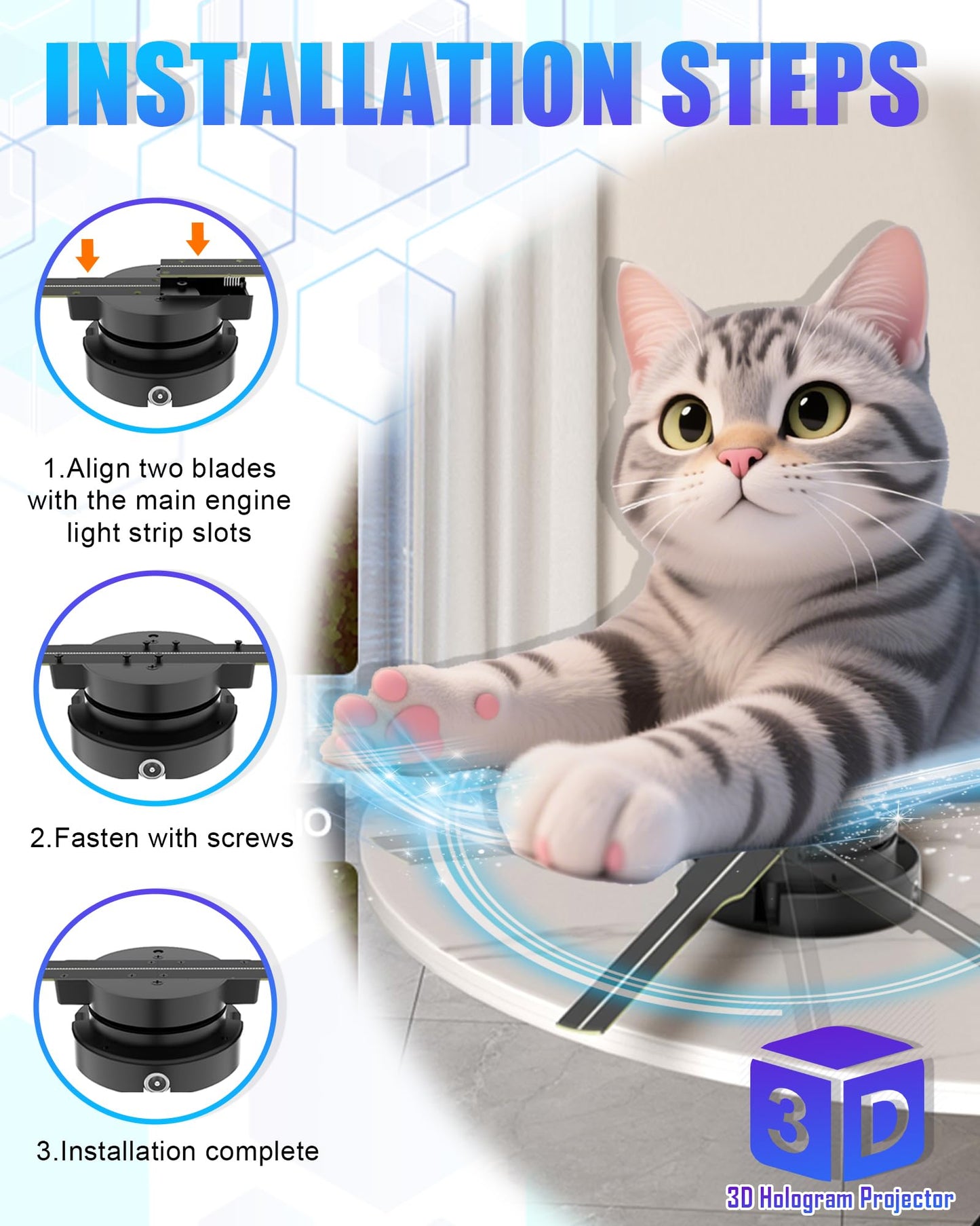 3D Hologram Fan, 18 Inch 3D Holographic Fan 2000*704PX Resolution 352pcs HD LED Beads with Remote/Bluetooth/WIFI, Holographic Video Advertising
