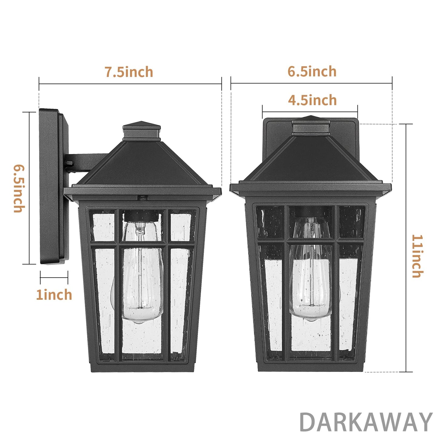 Darkaway Outdoor Sconce Lights Wall Light Fixtures, Front Porch Light Outdoor Wall Anti-Rust Waterproof Aluminum with Glass Exterior Light Fixture