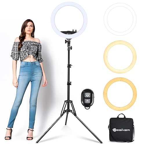Ring Light with Tripod Stand, Yesker 14 Inch LED Ringlight Kit with Phone Holder Adjustable Color Temperature Circle Lighting, Led Photo Beauty Ring