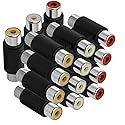 AYECEHI RCA Coupler 5 Pack Audio Video Female to Female Connector 3-RCA Jacks Adapter Jointer - White/Red/Yellow