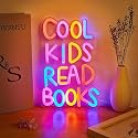Cool Kids Read Books Neon Signs. Books Neon Light for Reading Room Hanging Decorations. Library and Classroom Read Corner Decor with Dimmable Switches