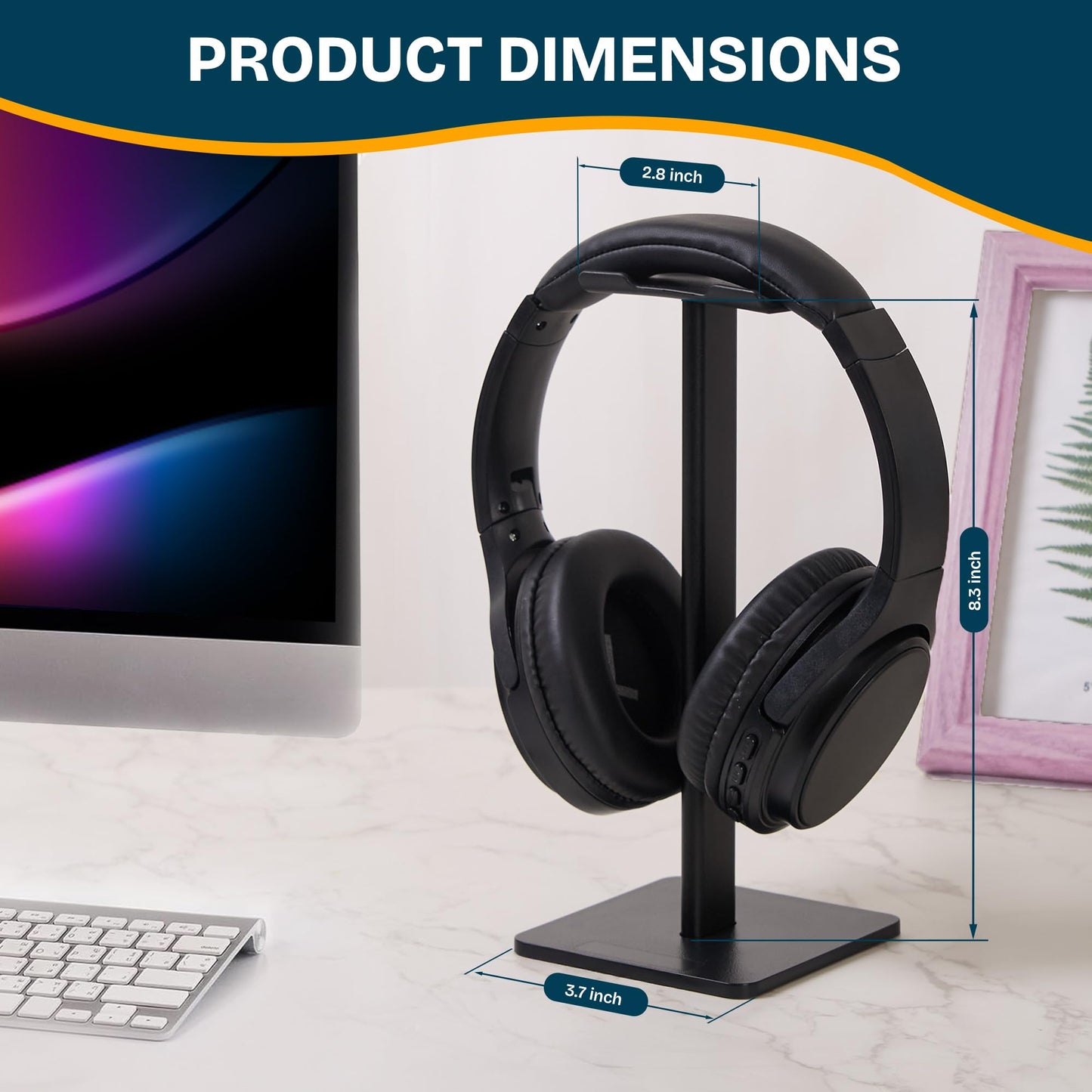 Headphone Stand for Desk - U Shaped Universal Headset Holder with Flexible Headrest, Sturdy Gaming Headphone Holder for Desk, Anti-Slip Base Headset
