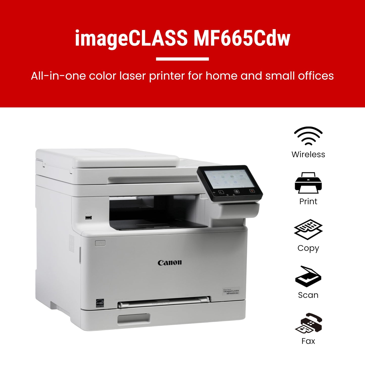 Canon Color imageCLASS MF665Cdw - Wireless Duplex Laser Printer, All-in-One with Copier, Scanner, Fax, Auto Document Feeder, 3 Year Limited Warranty