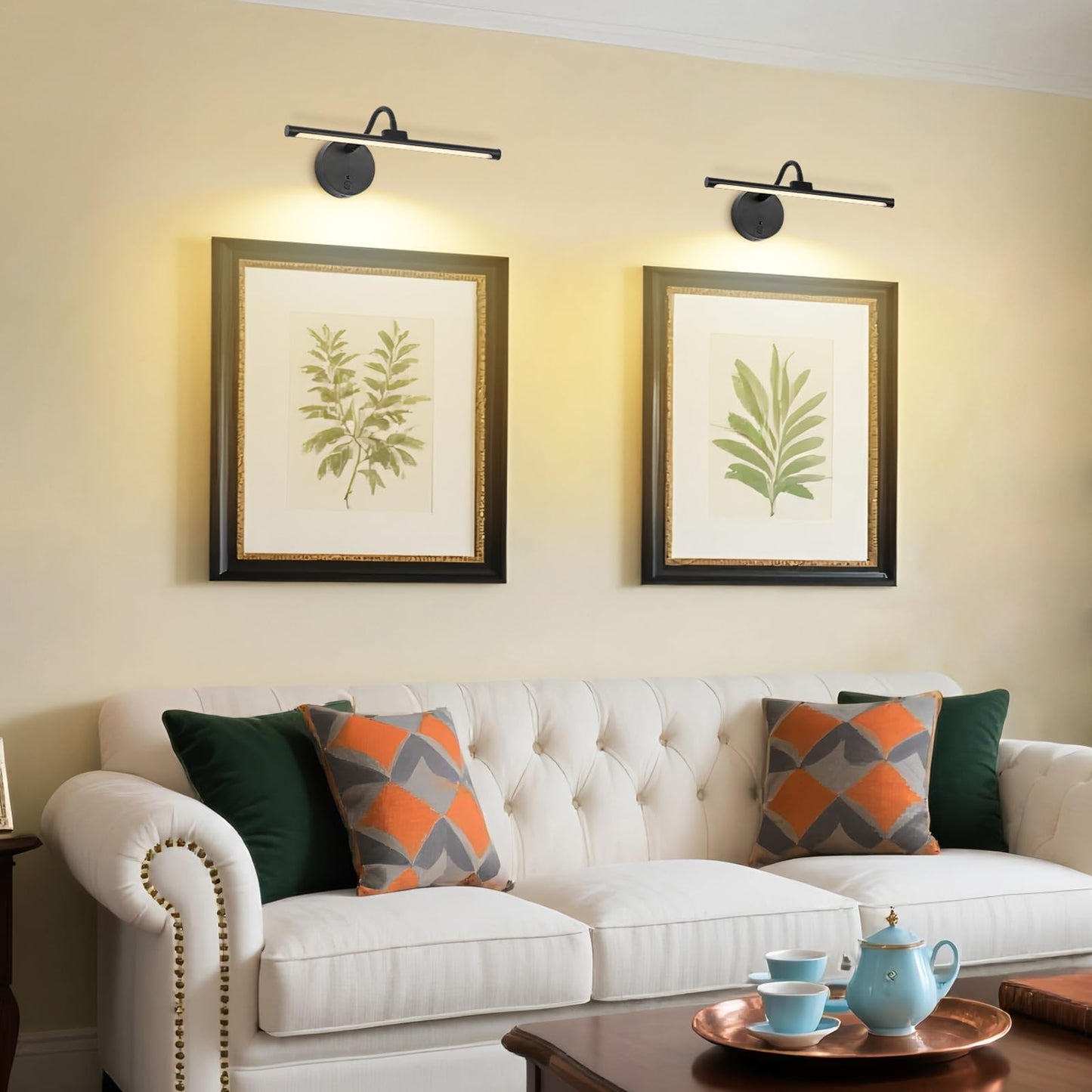 7Degobii Wireless Picture Light 13.5 inch for Gallery Walls 2 Set- Easy-Install, Battery-Powered Frame Light for Paintings, Portraits, and Home Decor
