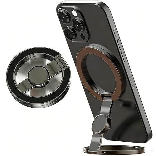Fidget Spinner Magnetic Phone Holder, Phone Grip Stand for iPhone Samsung & Magnetic Cases, Dual Sided Magnet Rings for Gym Home Travel, MagSafe