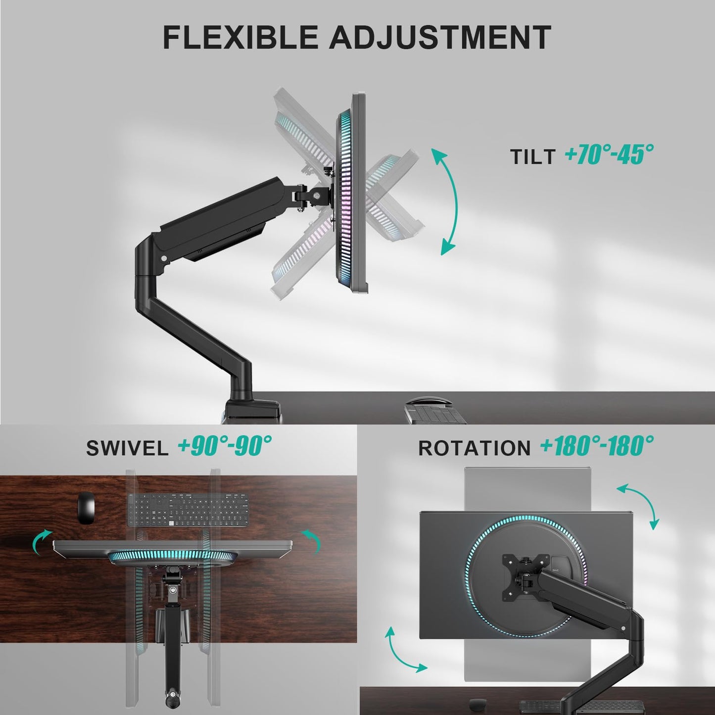 WALI Single Monitor Mount for 13-34 inch Screens, Adjustable Single Monitors Arm, Regular Screen up to 32 inch, 26.4lbs, Computer Monitor Stand