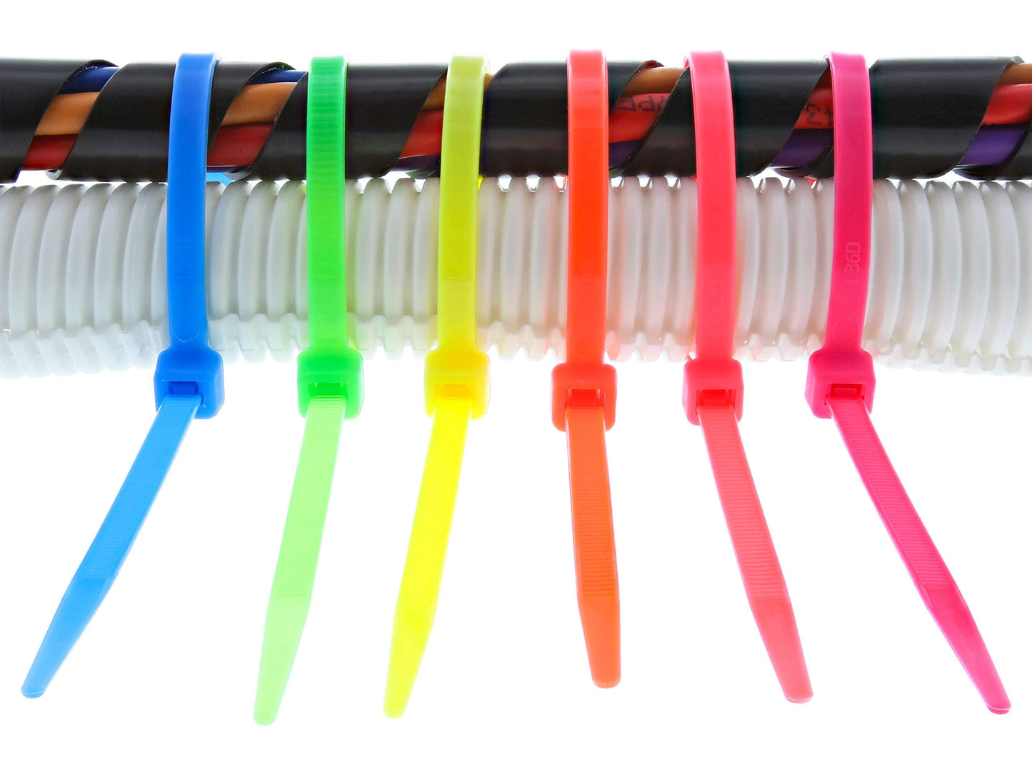 Secure 8 Inch Fluorescent Orange 50 lb Standard Nylon Cable Tie - 100 Pack