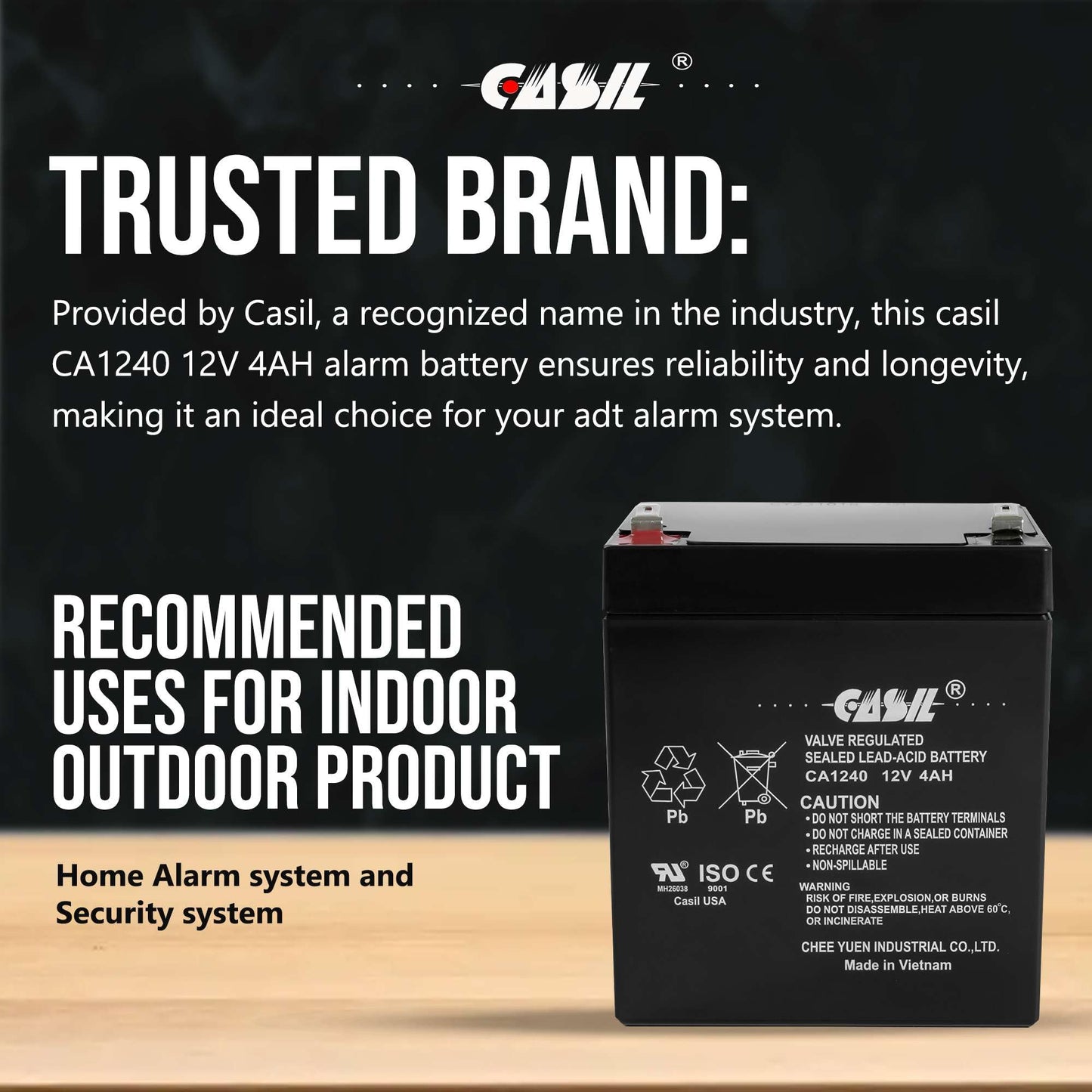 Casil CA-1240 12V 4AH Solex BD124 Alarm Back Up DSC Security Panel Replace