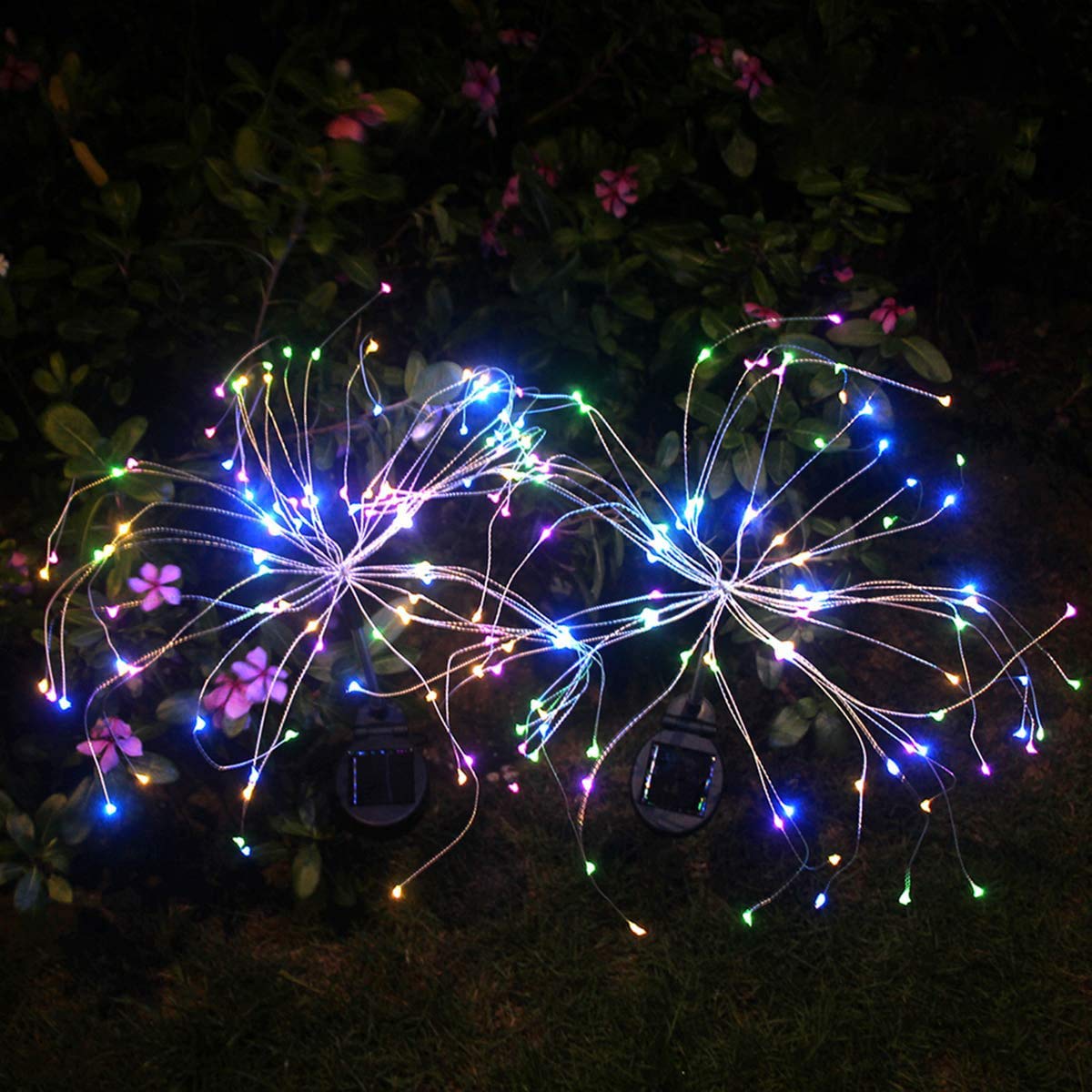 HELESIN Outdoor Solar Garden Lights,105 LED Solar Powered Decorative Stake Landscape Light DIY Flowers Fireworks Stars for Walkway Pathway Backyard