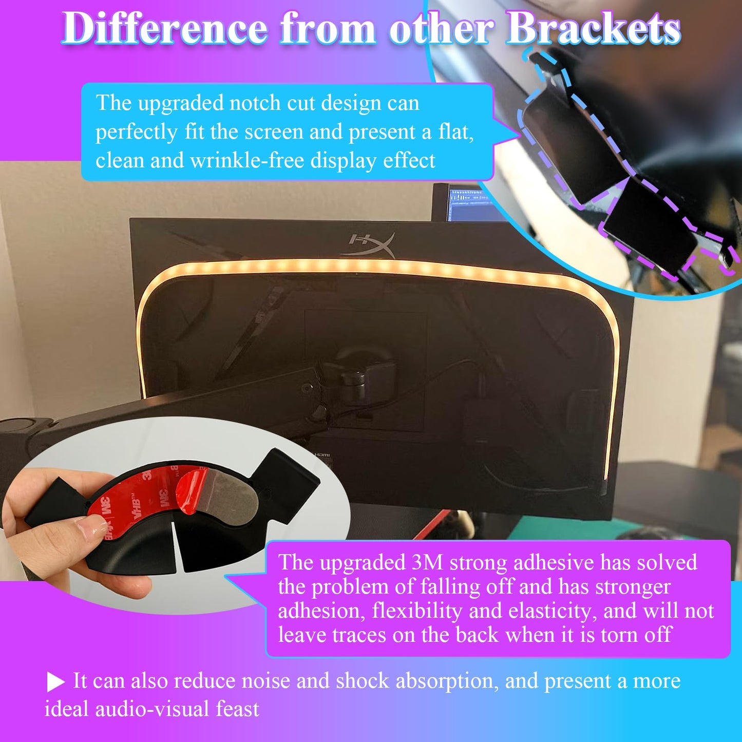 Upgraded Brackets Set Fit for Philips Hue Play Gradient Light Strip, Compatible with 55" 65" 75" Hue TV Lightstrip, Light Strip Brackets Kit, LED