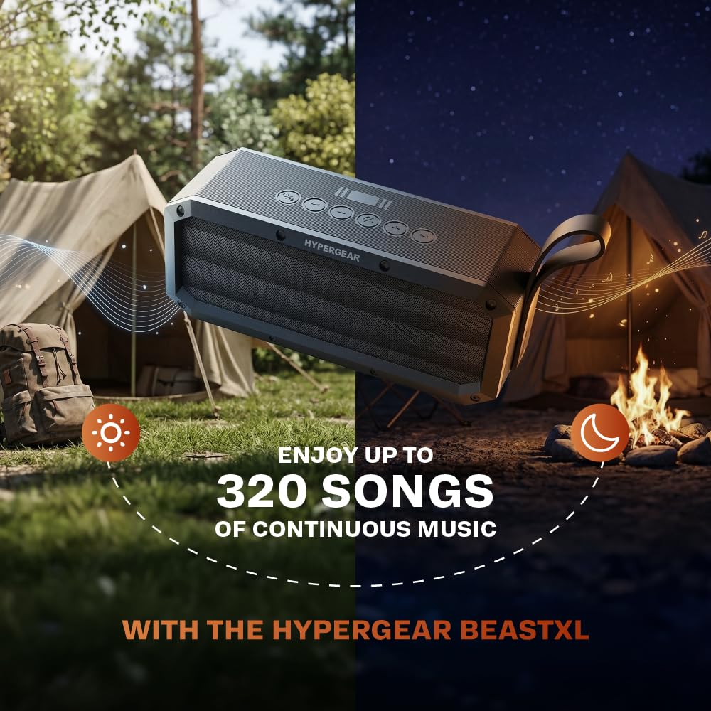 HyperGear BeastXL Bluetooth Speaker - 30W IPX6 Portable Speaker Bluetooth, Linkable Blue Tooth Speakers Outdoor & Indoor Water Resistant Loud Bass