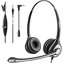 Wantek Phone Headset Wired Computer Headset with Microphone - Noise Cancelling 3.5mm/2.5mm Headphones for PC, Laptop, Mac, iPhone, Samsung