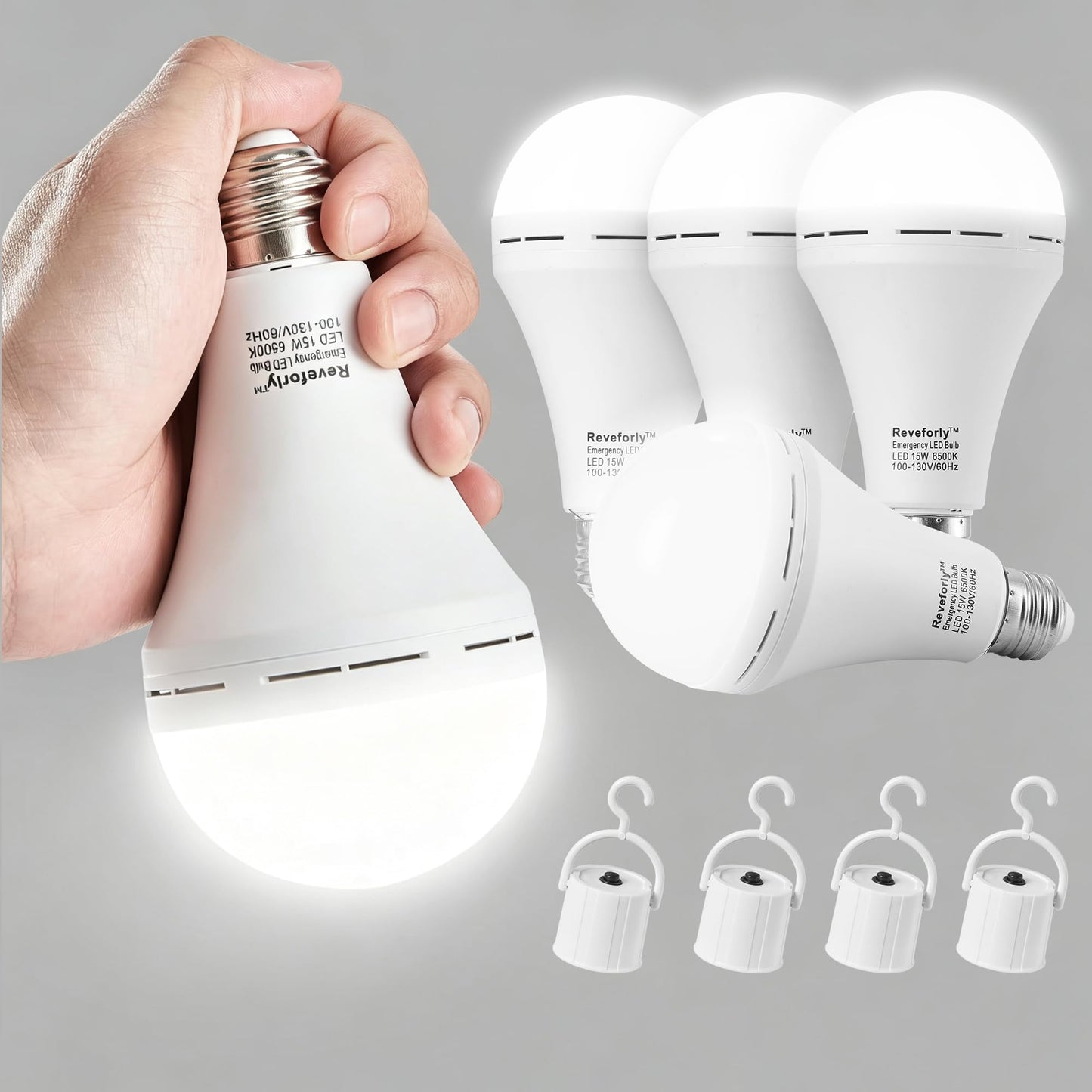 Rechargeable Emergency Light Bulb for Power Outage 6500K Daylight White