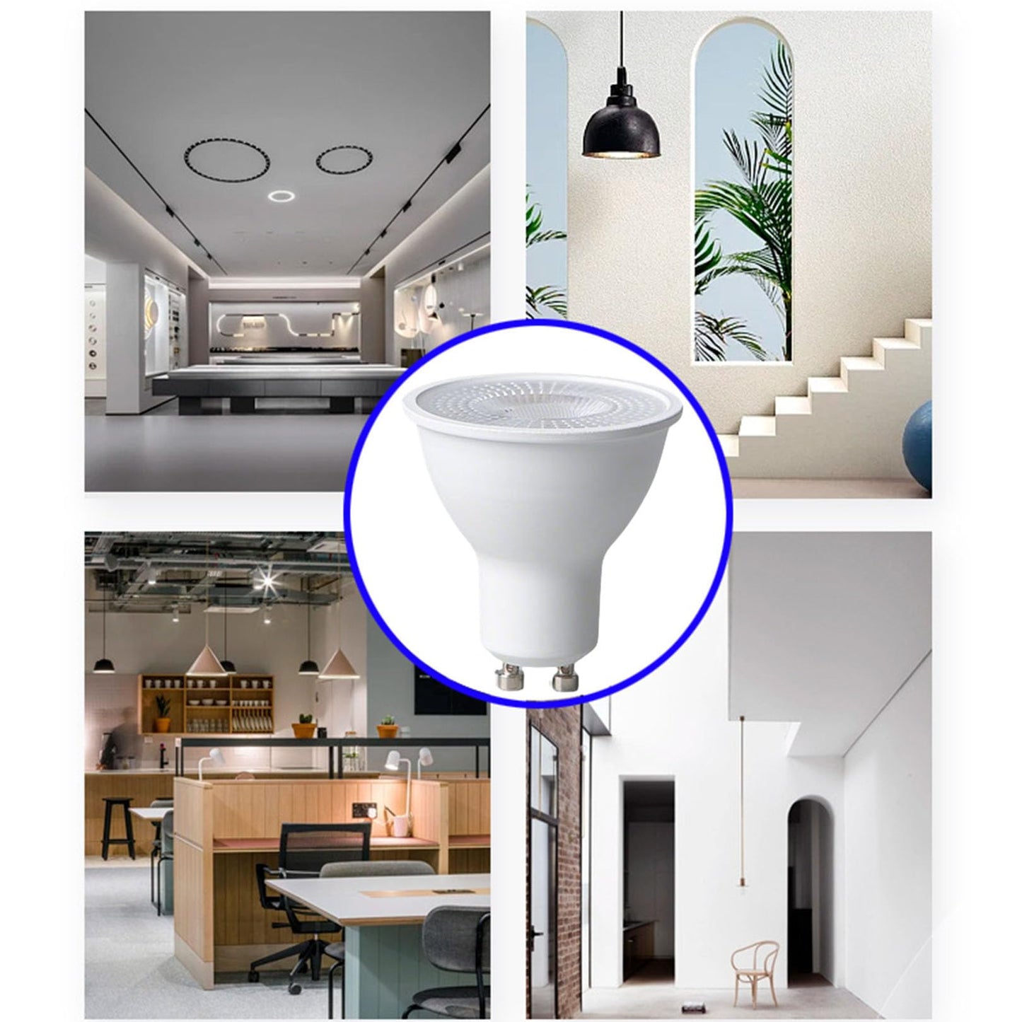 LED Dimmable GU10 Bulbs, 5.5W=50W, 38° Beam Angle, 500lm, LED Reflector Floodlight Bulb, LED Spotlight for Track Lighting, Kitchen, Range Hood, Living